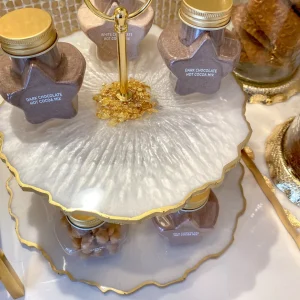 Inspire Me! Home Decor Gold Leaf And White Resin 2 Tier Cake Stand