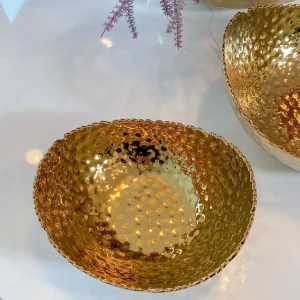 Inspire Me! Home Decor Gold Oval Hammered Porcelain Bowl