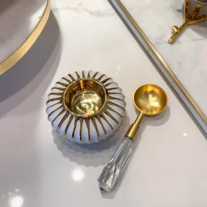 Inspire Me! Home Decor Gold & White Round Detailed Spoon Rest/Tea Light Holder