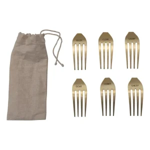 Inspire Me! Home Decor Gold Fork Cheese Markers (Set Of 6)