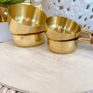 Inspire Me! Home Decor Gold Measuring Cups W/ Wood Handle