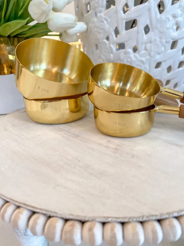 Inspire Me! Home Decor Gold Measuring Cups W/ Wood Handle