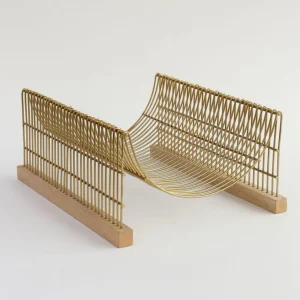 Inspire Me! Home Decor Gold Metal And Mango Wood Dish Drying Rack