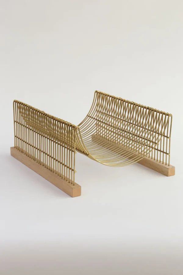 Inspire Me! Home Decor Gold Metal And Mango Wood Dish Drying Rack