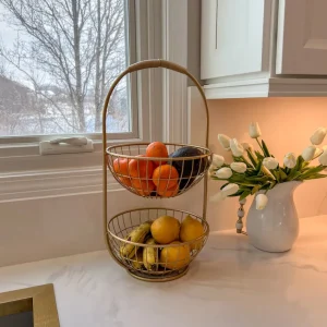 Inspire Me! Home Decor Gold Metal Two Tier Storage Basket