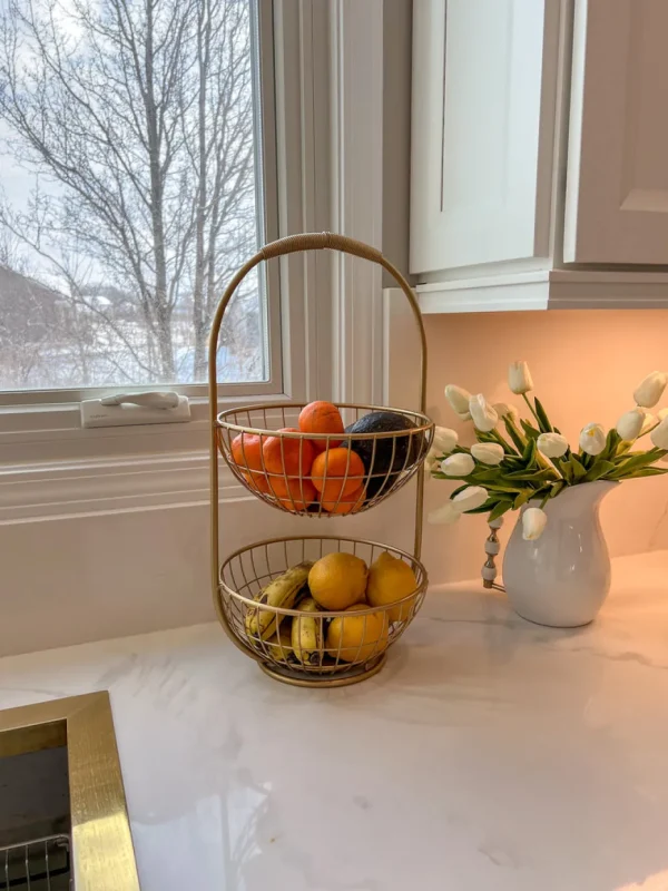 Inspire Me! Home Decor Gold Metal Two Tier Storage Basket