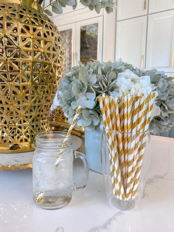 Inspire Me! Home Decor Gold Paper Straws ( 2 Patterns Available )