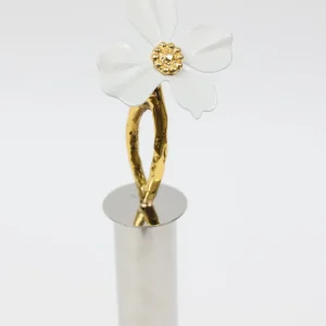 Inspire Me! Home Decor Gold Paper Towel Holder With White Jeweled Flower Details