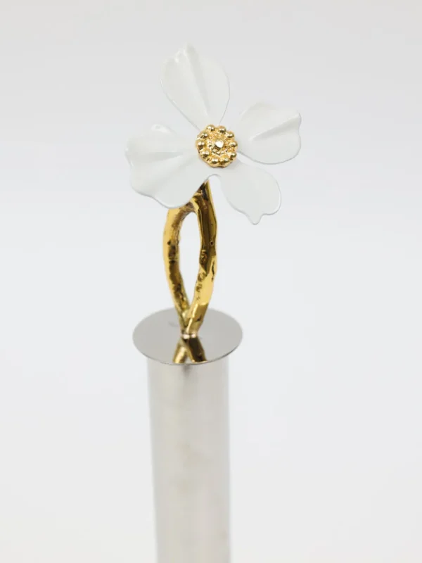 Inspire Me! Home Decor Gold Paper Towel Holder With White Jeweled Flower Details