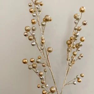 Inspire Me! Home Decor Gold And Silver Glitter Berry Stem