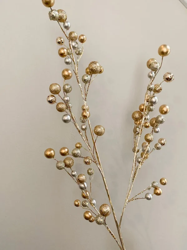 Inspire Me! Home Decor Gold And Silver Glitter Berry Stem