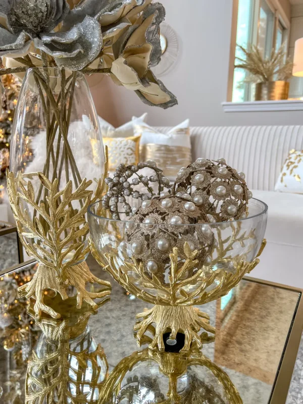 Inspire Me! Home Decor Gold Large Metallic Pearl Ornament/Orb