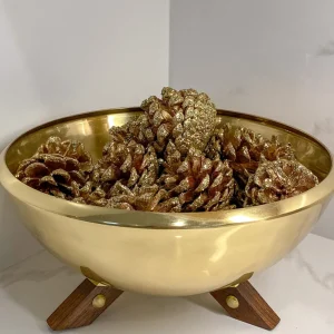 Inspire Me! Home Decor Gold Bowl With Wooden Legs