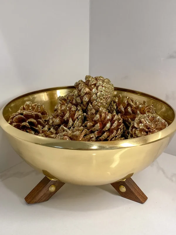 Inspire Me! Home Decor Gold Bowl With Wooden Legs