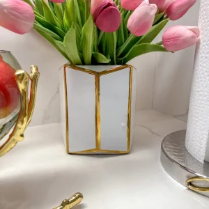 Inspire Me! Home Decor Gold And White Octagon Vase