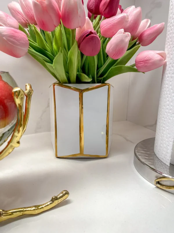 Inspire Me! Home Decor Gold And White Octagon Vase