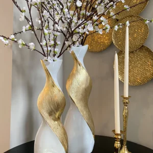 Inspire Me! Home Decor Gold And White Twisted Vase (2 Sizes)