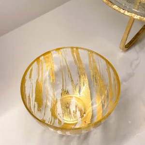 Inspire Me! Home Decor Gold Brushed Glass Snack/ Salad Bowl