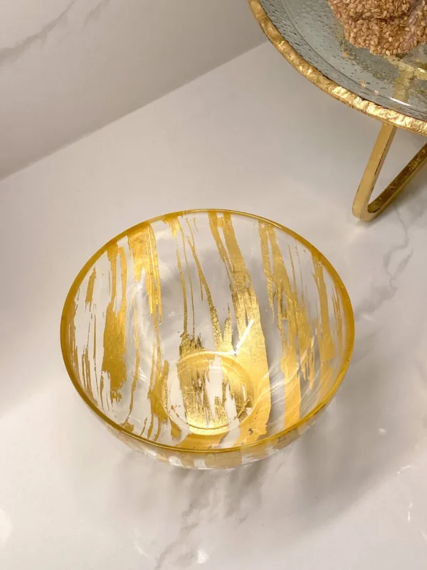 Inspire Me! Home Decor Gold Brushed Glass Snack/ Salad Bowl