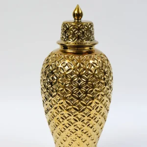 Inspire Me! Home Decor Gold Ginger Jar Lattice Design (2 Sizes)