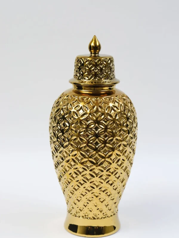 Inspire Me! Home Decor Gold Ginger Jar Lattice Design (2 Sizes)