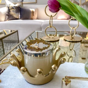 Inspire Me! Home Decor Gold Crown Candle Holder