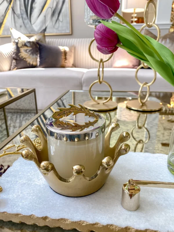 Inspire Me! Home Decor Gold Crown Candle Holder