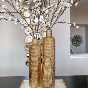 Inspire Me! Home Decor Gold Textured Ceramic Bottle Vases (2 Sizes)