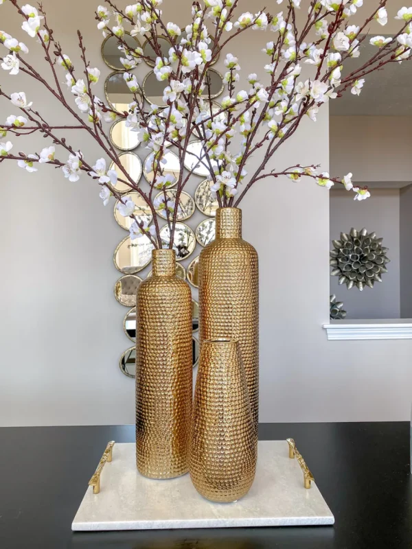 Inspire Me! Home Decor Gold Textured Ceramic Bottle Vases (2 Sizes)