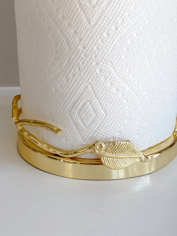 Inspire Me! Home Decor Gold Leaf Detailed Paper Towel Holder