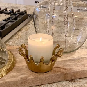 Inspire Me! Home Decor Gold Crown Candle Holder