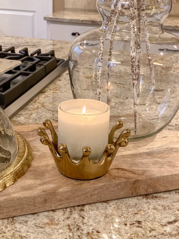 Inspire Me! Home Decor Gold Crown Candle Holder