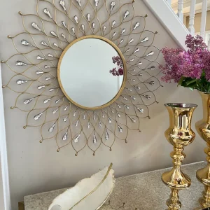 Inspire Me! Home Decor Golden Jeweled Sunburst MIrror