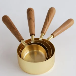 Inspire Me! Home Decor Gold Measuring Cups W/ Wood Handle