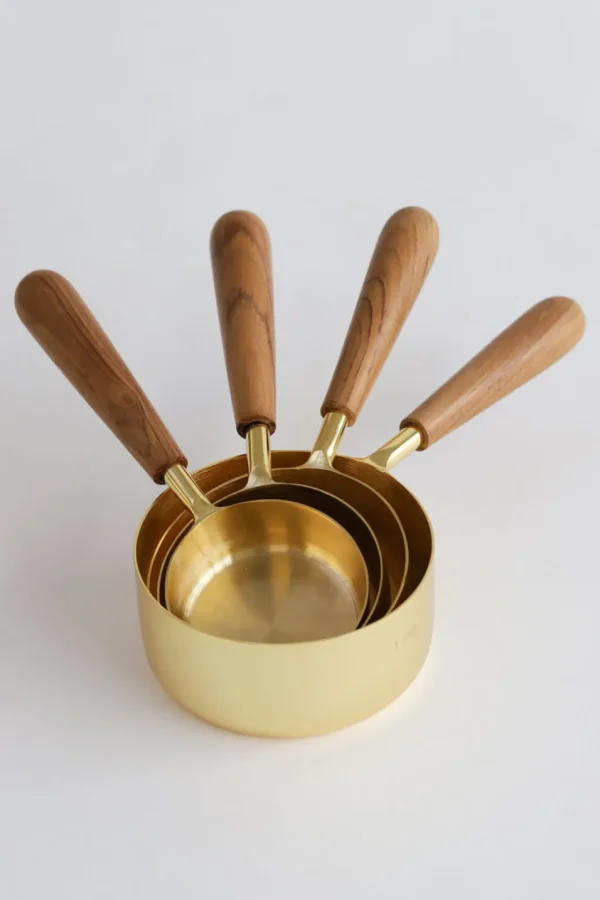 Inspire Me! Home Decor Gold Measuring Cups W/ Wood Handle