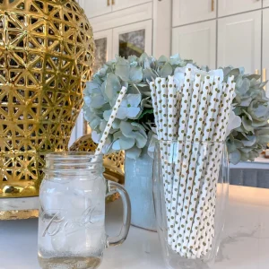 Inspire Me! Home Decor Gold Paper Straws ( 2 Patterns Available )