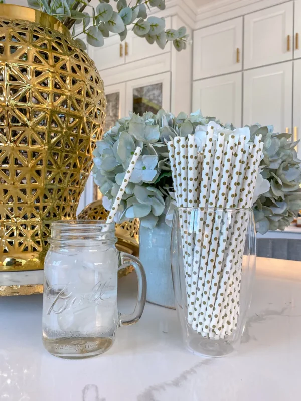 Inspire Me! Home Decor Gold Paper Straws ( 2 Patterns Available )