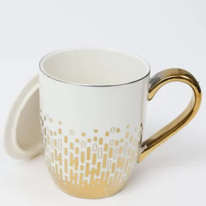 Inspire Me! Home Decor Gold & White Ceramic Mug With Lid