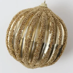 Inspire Me! Home Decor Gold Ribbed Orb Ornaments (2 Colors)