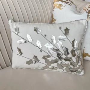 Inspire Me! Home Decor Gold Poinsettia Branch Pillow (2 Colors)