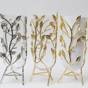 Inspire Me! Home Decor Gold Branch Vase With White Glass Insert