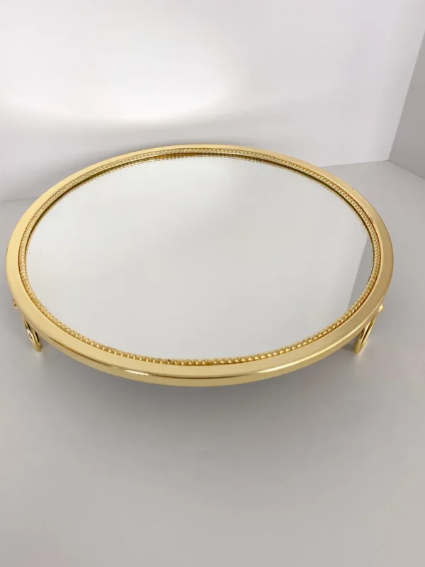 Inspire Me! Home Decor Gold Circle Mirror Tray W/ Circle Feet