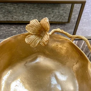 Inspire Me! Home Decor Gold Floral Bowl On Pedestal