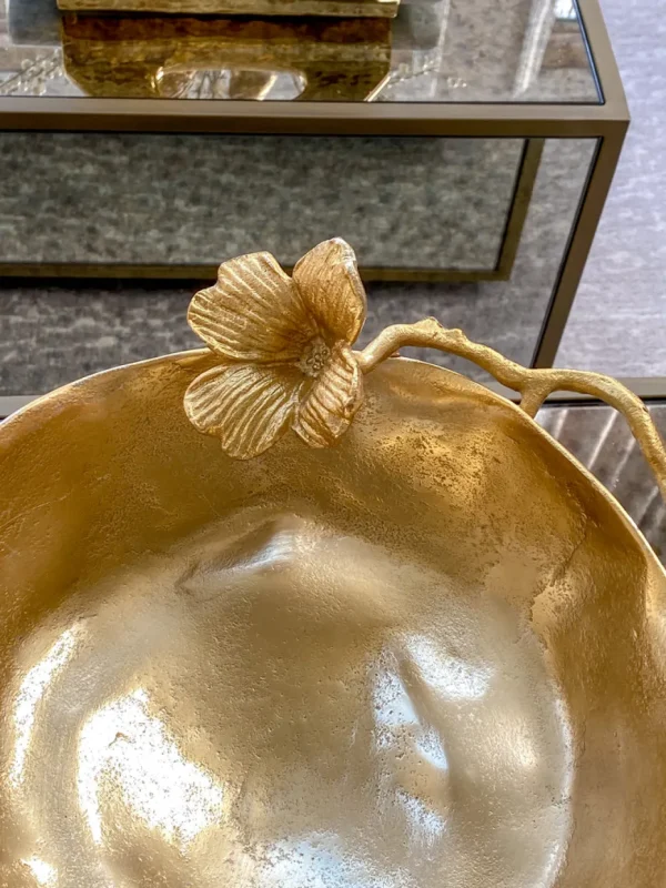 Inspire Me! Home Decor Gold Floral Bowl On Pedestal