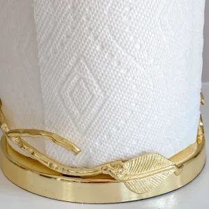 Inspire Me! Home Decor Gold Leaf Detailed Paper Towel Holder