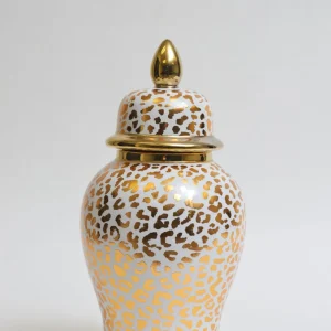 Inspire Me! Home Decor Gold Leopard Print Ginger Jar (2 Sizes)