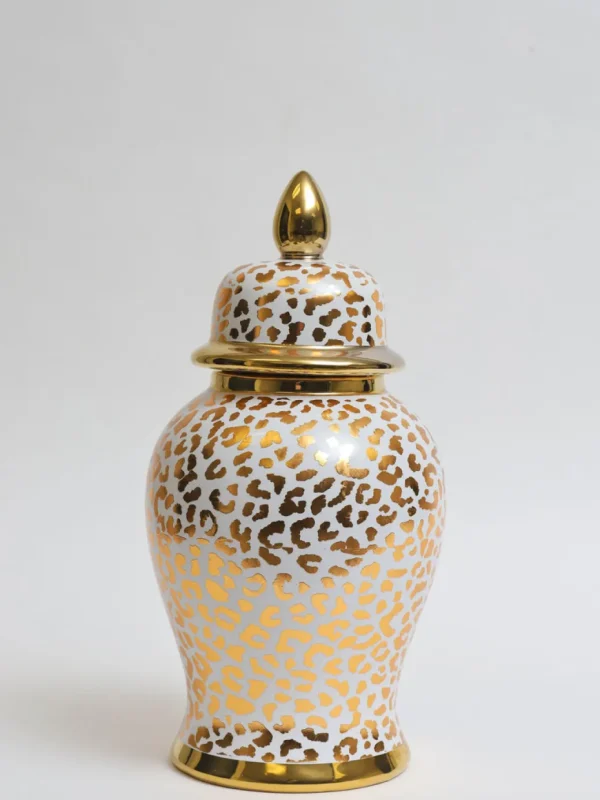 Inspire Me! Home Decor Gold Leopard Print Ginger Jar (2 Sizes)