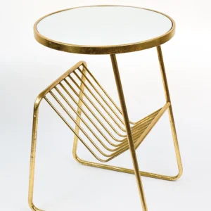 Inspire Me! Home Decor Gold Metal Mirrored Side Table With Rack