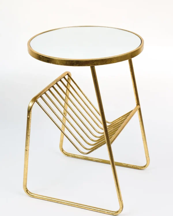 Inspire Me! Home Decor Gold Metal Mirrored Side Table With Rack