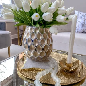 Inspire Me! Home Decor Gold Lotus Flower Candle Holder